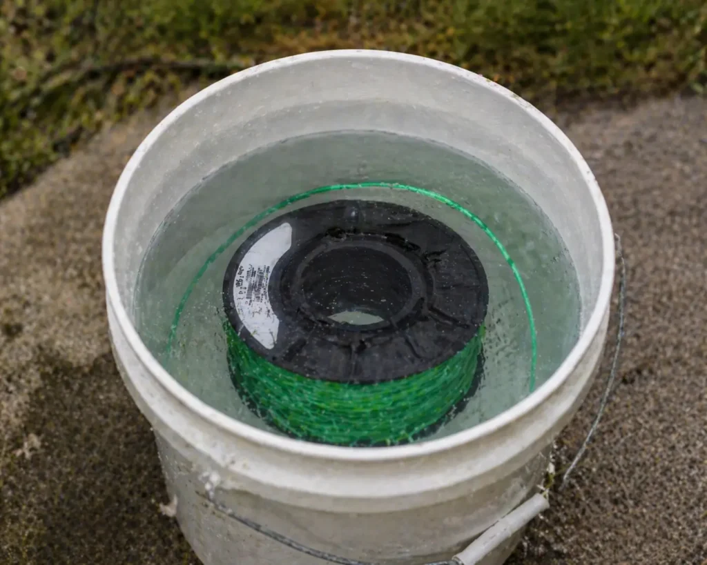 Soaking trimmer line in water to stop the string trimmer string keeps breaking issue