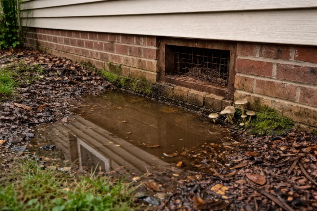 Root causes of structural damage including poor yard drainage leading to wood rot and termites