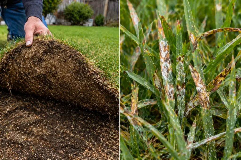  Identifying grub damage vs fungus in a brown residential lawn