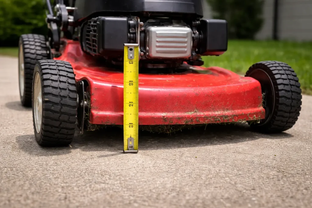 Leveling a mower deck to prevent lawn mower from leaving uncut grass patches