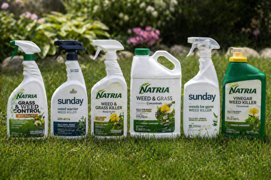 Commercial organic sprays used as a poison ivy killer natural alternative.