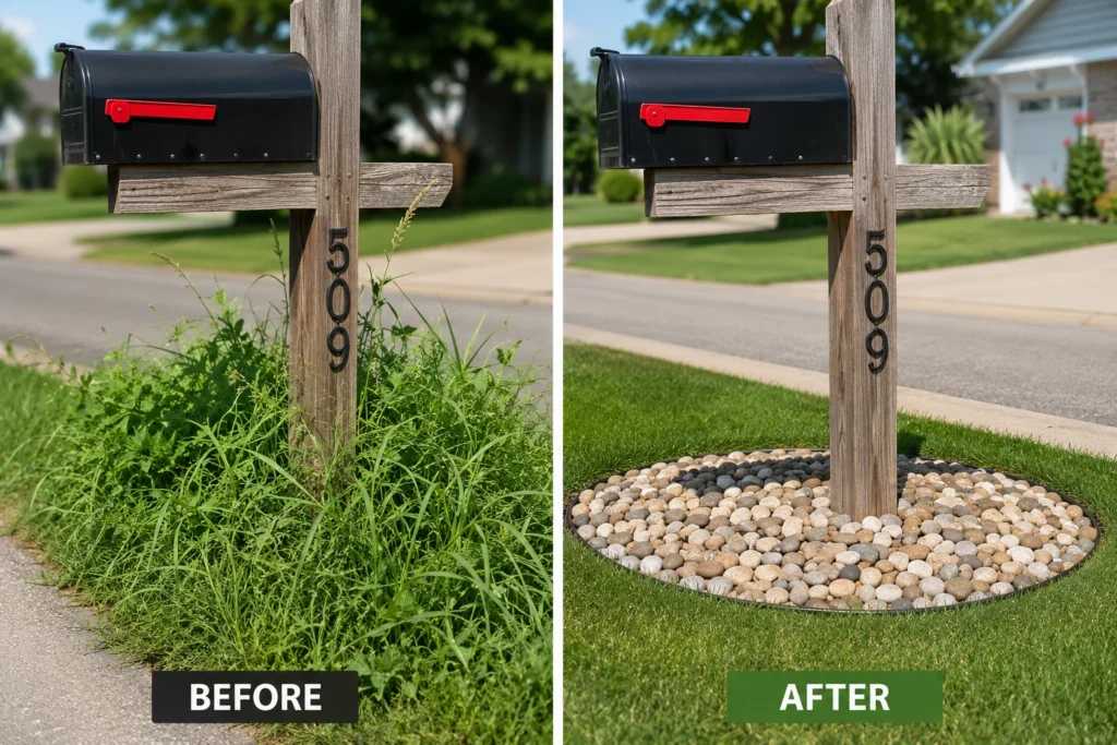 Removing vegetation around the post is key to how to keep spiders out of mailbox