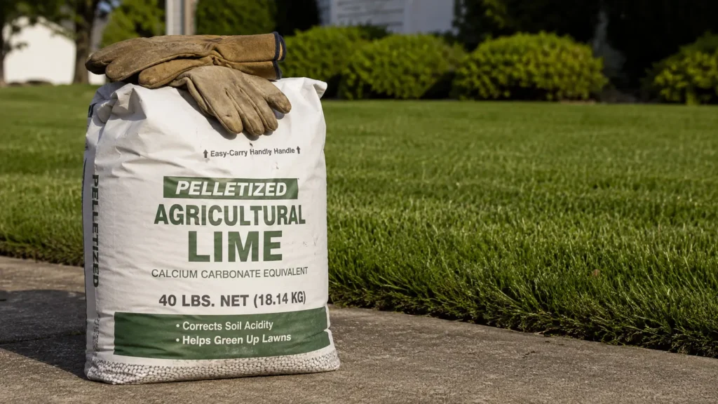 40-pound bag of safe pelletized agricultural lime for lawns