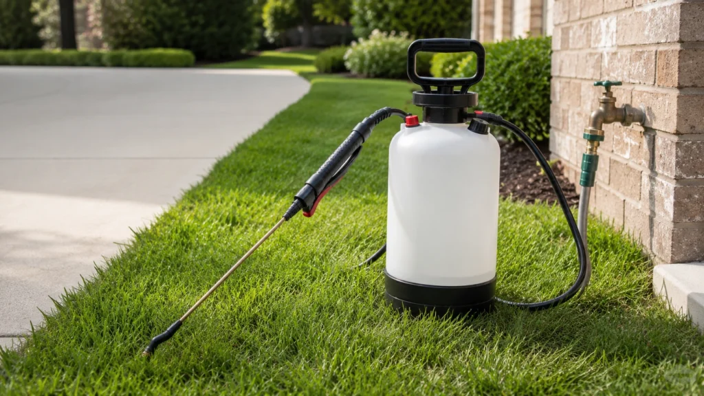 Professional pump sprayer for outdoor cockroach perimeter treatment