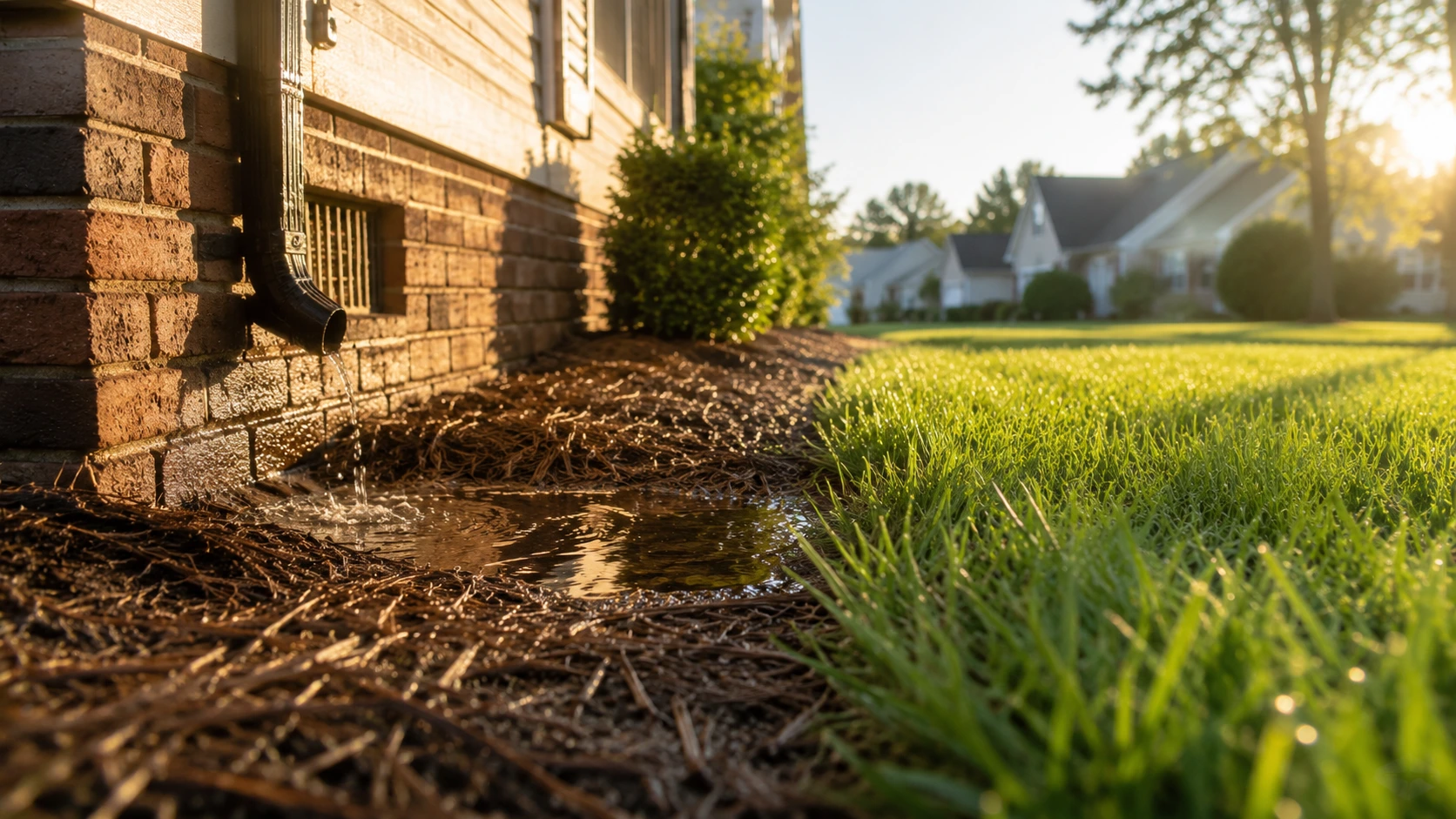 Damp foundation and mulch attracting palmetto bugs and cockroaches